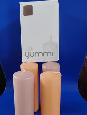 Yummi Unscented Pillar +55 Hr Candles - Peach & Blush Set of 4